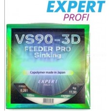 Леска Expert Profi VS90-3D FEEDER PRO Sinking 0.300мм, 100 метров, 14,80 кг, черная с краплением